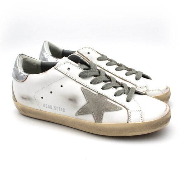 Golden Goose Shoes - NIB Golden Goose Superstar Sneaker White Leather Grey Suede Star Silver Print 37